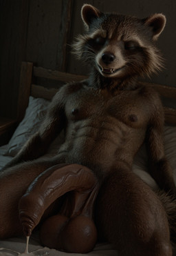 abs anthro athletic ball_tuft balls bed big_balls big_penis bodily_fluids cum cum_on_body cum_on_penis dutch_angle foreskin furniture genital_fluids genitals hairy half-erect huge_balls huge_penis large_balls long_foreskin lying male manly muscular musk nude on_back pecs penis presenting presenting_penis pubes saggy_balls sleepover smile solo thick_penis tuft unconscious unretracted_foreskin lakamakafafa rocket_raccoon mammal procyonid raccoon hi_res