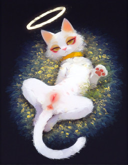 anus collar female feral genitals halo paws pussy solo ammoniam angel domestic_cat felid feline felis mammal absurd_res hi_res