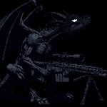 alien ambiguous_gender animated anthro black_body crouching digital_media_(artwork) dragon gun lezzy pixel_(artwork) ranged_weapon rifle scalie sniper_rifle solo tongue weapon western_dragon