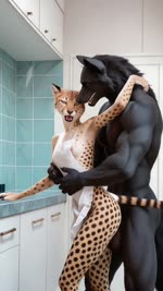 animal_genitalia animal_pussy feral genitals looking_at_viewer penis pussy sex canid canine canis felid humanoid hybrid mammal pantherine werecanid werecanine werecreature werewolf wolf animated hi_res webm