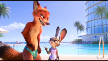 4_fingers anthro beach close_up clothed clothing crotch_focus crotch_smother dialogue duo english_audio featureless_crotch feet female fingers fur green_eyes larger_male looking_at_viewer male male_focus multicolored_body multicolored_fur nude onepiece_swimsuit paws pool pool_chair purple_eyes seaside size_difference smaller_female smothering solo_focus striptease topless undressing walking_towards_viewer wet wet_body wet_fur shut_up_and_watch disney zootopia judy_hopps nick_wilde canid canine fox lagomorph leporid mammal rabbit animated long_playtime webm