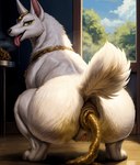 anatomically_correct anatomically_correct_anus anatomically_correct_genitalia anatomically_correct_pussy animal_focus anubis anus crouching deity fart fart_fetish feces female feral fur gaping gaping_anus genitals hi_res looking_at_viewer pussy rear_view scat solo spread_legs spreading