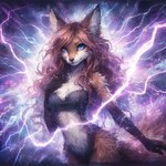 anthro bra canid canine clothed clothing dall-e_3 director_sunshine female fox fur hair light lightning looking_at_viewer mammal skimpy smile solo sunlight underwear