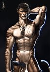 2024 abs anthro athletic athletic_anthro athletic_male biceps big_penis black_lips black_nipples black_penis brown_body brown_fur brown_hair dark_hair fur genitals hair humanoid_face humanoid_genitalia humanoid_penis lips looking_at_viewer male male_focus multicolored_body multicolored_fur muscular muscular_male navel nipples nude pecs penis scar seductive smile smirk smirking_at_viewer solo striped_body striped_fur stripes tuft vein veiny_penis avaru avaru_(character) deity demon felid feline humanoid hybrid mammal hi_res