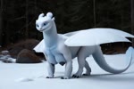 areola blue_eyes busty_feral dark_areola female feral feral_girl nipples quadruped snow solo tail walking white_body wings fe_luniferal how_to_train_your_dragon nubless dragon light_fury scalie western_dragon animated webm