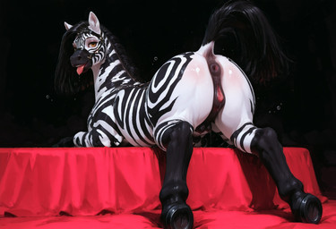 animal_genitalia animal_pussy anus black_anus black_pussy black_teats bodily_fluids equine_anus equine_pussy female feral genital_fluids genitals looking_at_viewer looking_back looking_back_at_viewer pussy pussy_juice raised_tail rear_view simple_background solo mare_fan_ultimate equid equine mammal zebra hi_res