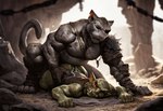 anal anthro bodily_fluids cum duo from_behind_position front_view genital_fluids male male/male sex hyperion felid goblin humanoid khajiit mammal