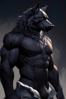 abs animal_genitalia anthro balls big_balls big_penis black_body black_fur black_nose bottomwear bouncing_balls breathing close-up clothed clothing erection fur genitals grok_imagine humanoid_genitalia humanoid_penis looking_at_viewer male muscular muscular_anthro muscular_male neck_tuft nipples open_bottomwear open_clothing open_pants orange_eyes pants pecs penis sheath shirtless shirtless_male smile smiling_at_viewer solo sound_effects tail tuft silverlynx sound_warning canid canine canis mammal wolf animated hi_res huge_filesize short_playtime sound webm