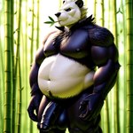 absurd_res anthro balls bamboo belly foreskin genitals hi_res male mammal nipples pangoro_(pokemon) pecs penis pokemon_(species) pup_tobey solo