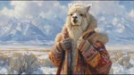 ambiguous_gender anthro black_eyes cloak clothing cloud coat colorful_clothes female fur handwear hat headgear headwear hood mittens mountains orange_eyes peruvian_coat pink_nose red_tail river sky snow solo solo_focus tail topwear white_body white_fur winter wool_clothing wool_coat wool_hat wool_headwear bahufaru camelid llama mammal animated hi_res painting_(artwork) traditional_media_(artwork) webm