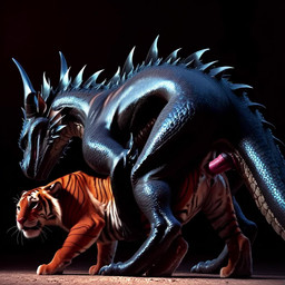 anal anal_penetration anatomically_correct anatomically_correct_genitalia animal_genitalia animal_pussy black_background black_body black_scales duo feline_pussy female feral feral_on_feral from_behind_position fur genitals interspecies male male/female mounting mythology penetration penis pussy scales sex simple_background teeth fvysk dragon felid mammal mythological_creature mythological_scalie pantherine scalie tiger wingless_dragon animated hi_res short_playtime webm