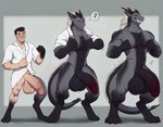 anthro balls balls_expansion big_balls big_muscles big_penis body_size_growth clothing coat digitigrade expansion fur genital_expansion genitals growth huge_balls huge_penis human_to_anthro hyper hyper_balls hyper_genitalia hyper_penis lab_coat male muscle_growth muscular penis penis_expansion simple_background size_transformation solo species_transformation topwear torn_clothing transformation transformation_sequence agreenfish dragon furred_dragon humanoid hi_res