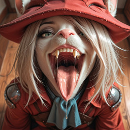 anthro bodily_fluids female green_eyes mouth_shot open_mouth realistic solo teeth tongue tongue_out freya_crescent burmecian mammal murid murine rat rodent