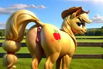 absurd_res animal_genitalia animal_pussy applejack_(mlp) bodily_fluids equid equine equine_anus equine_genitalia equine_pussy female female_focus feral genital_fluids genitals hasbro hi_res horse jelloponies mammal my_little_pony pony pussy raised_tail rear_view solo solo_focus teats