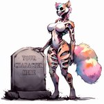 anthro bone breasts canid director_sunshine featureless_breasts female fur light mammal navel nude simple_background skull skull_head solo