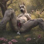 absurd_res anthro bodily_fluids canid canine canis cum cum_in_pussy cum_inside director_cougar domestic_dog female flower forest fur genital_fluids great_dane hi_res huge_filesize mammal mastiff masturbating masturbation molosser nipples open_pussy plant pussy_juice solo spots spotted_body spotted_fur spread_legs spreading tree white_body white_fur