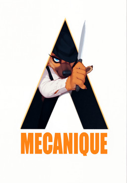 anthro black_bottomwear black_clothing black_hat black_headwear black_pants blue_eyes bottomwear browns_claws clothing fur hat headgear headwear holding_knife holding_object knife looking_at_viewer male orange_body orange_fur pants poster shirt simple_background snout solo suspenders text topwear white_background white_clothing white_shirt white_topwear adragocult clockwork_orange hyaenid mammal absurd_res hi_res