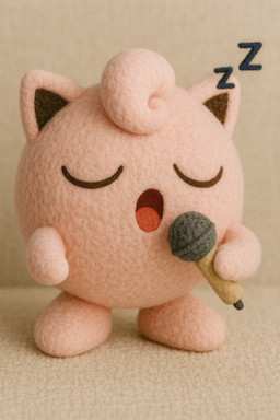 eyes_closed fur micro open_mouth pink_body pink_fur plushie singing sleeping solo sound_effects standing zzz turkey_(director) nintendo pokemon generation_1_pokemon jigglypuff pokemon_(species) hi_res