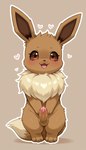 <3 anthro blush bodily_fluids brown_body brown_fur feral fluffy fur genital_fluids genitals leaking_precum male outline penis pose precum quadruped smile solo eevee eeveelution generation_1_pokemon pokemon_(species) hi_res