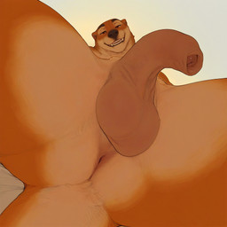 anus balls brown_body brown_fur butt crotch_shot flaccid foreskin fur genital_focus genitals grin humanoid_genitalia humanoid_penis long_foreskin looking_at_viewer looking_down looking_down_at_viewer loose_foreskin low-angle_view male narrowed_eyes nude nude_male penis perineum presenting simple_background smile solo spreading tail tan_body tan_fur teeth unretracted_foreskin worm's-eye_view otteranon lutrine mammal mustelid hi_res