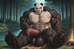 5_toes abs anthro balls biceps big_balls big_muscles big_penis bodily_fluids clenched_teeth cum cum_on_face cum_on_feet eyes_closed feet foot_fetish foot_focus forest fur genital_fluids genitals holding_penis huge_balls humanoid_genitalia male masturbation multicolored_body multicolored_fur muscular nude orgasm outside pecs penis plant plantigrade river sitting soles solo teeth thick_penis toes tree two_tone_body two_tone_fur vein veiny_balls veiny_muscles vanzilen beastars gouhin_(beastars) giant_panda mammal ursid hi_res