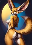 absurd_res anthro breasts butt canid canine donniebarko female fennec fluffy fluffy_tail fox fur hi_res looking_at_viewer looking_back looking_back_at_viewer mammal nipples nude orange_body orange_eyes orange_fur presenting presenting_hindquarters raised_tail rear_view seductive side_boob solo tuft white_body white_fur wide_hips