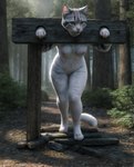 absurd_res anthro anthro_girl anthropomorphic breasts butt cat_girl cat_girl_transformation cat_tf cat_transformation completely_nude domestic_cat felid feline felis female female_anthro fur furry_girl genitals hi_res lewdtf mammal nude_art pussy restraints solo stocks tf tits transformation