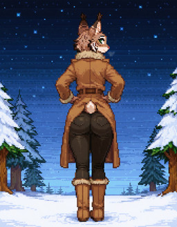 anthro butt butt_focus female solo felid feline lynx mammal hi_res noobai_(model)