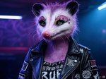 anthro clothing female leather leather_clothing piercing solo chastity_coyote_(director) didelphid mammal marsupial virginia_opossum signature