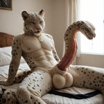 animal_genitalia anthro balls bed bedroom bedroom_eyes big_balls big_penis bodily_fluids cock_transformation dripping eye_contact furniture genital_fluids genitals huge_balls huge_penis looking_at_another male narrowed_eyes navel pecs penis precum precum_drip romantic romantic_ambiance seductive sheath sitting snake_penis snow_leopard_markings solo solo_focus spread_legs spreading transformation unusual_anatomy unusual_genitalia unusual_penis vein veiny_penis window xerox3 felid mammal pantherine reptile scalie snake snow_leopard hi_res