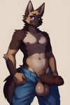 abs anthro athletic athletic_anthro athletic_male balls biceps big_balls big_penis black_nose blue_eyes bottomwear brown_balls brown_body brown_eyebrows brown_fur brown_nipples brown_penis chest_tuft clothed clothing crotch_tuft denim denim_clothing eyebrows fingers foreskin fur genitals humanoid_genitalia humanoid_penis jeans male multicolored_body multicolored_fur navel neck_tuft nipples nose pants partially_clothed pecs penis simple_background smile solo tan_body tan_fur thick_penis topless tuft vein veiny_penis laddarman101 canid canine canis domestic_dog german_shepherd herding_dog mammal pastoral_dog absurd_res hi_res