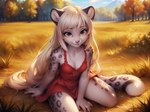 anthro female fur hair long_hair looking_at_viewer outside solo solo_focus white_hair magacitl felid mammal pantherine snow_leopard