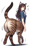 bottomless brown_hair clothed clothing female hair solo stripes director_crashbandit animal_humanoid cat_humanoid felid felid_humanoid felid_taur feline feline_humanoid humanoid mammal mammal_humanoid mammal_taur taur hi_res novelai