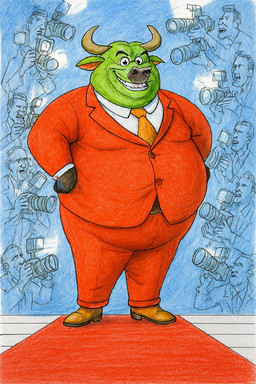 anthro cape clothed clothing disney green_body green_face green_skin group male overweight overweight_male slightly_chubby suit alexbura06 zootopia chief_bogo bovid bovine human humanoid mammal 2025 hi_res