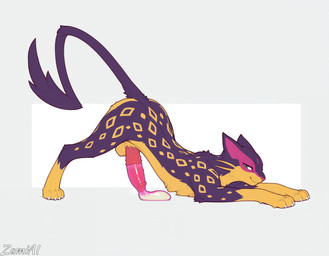 ass_up balls claws condom feral filled_condom genitals looking_at_viewer male narrowed_eyes paws penile_spines penis seductive sexual_barrier_device smile solo spread_legs spreading stretching wearing_condom zamiai nintendo pokemon generation_5_pokemon liepard pokemon_(species) absurd_res hi_res