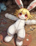 after_transformation anthro blush coco-furries female lagomorph leporid mammal plushie rabbit solo white_body