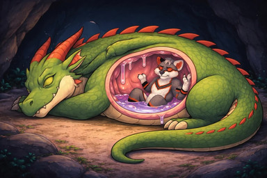 anthro cave feral internal male mythology organs sleeping slippy1234 stomach vore canid canine canis dragon mammal mythological_creature mythological_scalie scalie wolf animated hi_res short_playtime webm