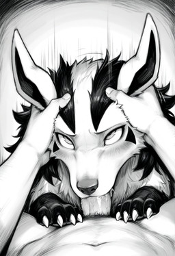 ambiguous_focus ambiguous_gender ambiguous_on_human ambiguous_penetrated bestiality blush bodily_fluids claws drooling duo erection faceless_character faceless_human faceless_male fellatio feral feral_penetrated finger_claws fingers first_person_view fur genitals half-closed_eyes hand_on_head head_grab human_on_feral human_penetrating human_penetrating_feral human_pov interspecies looking_pleasured looking_up male male/ambiguous male_on_feral male_penetrating male_penetrating_ambiguous male_penetrating_feral male_pov motion_lines narrowed_eyes navel nude oral oral_penetration paws penetrating_pov penetration penile penile_penetration penis penis_in_mouth pokephilia pubes quadruped saliva saliva_on_penis sex simple_background solo_focus tongue tuft tempting_(director) nintendo pokemon canid canine generation_3_pokemon human mammal mightyena pokemon_(species) greyscale hi_res monochrome