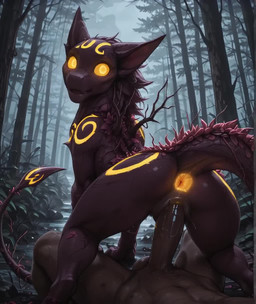 animal_genitalia animal_pussy anus bestiality black_body branch canine_genitalia canine_pussy duo female feral feral_penetrated first_person_view forest forest_background genitals glowing glowing_anus glowing_eyes glowing_markings human_on_feral human_penetrating interspecies leaves_on_body looking_at_viewer looking_back looking_back_at_viewer male male/female markings nature nature_background noseless on_bottom on_top paws penetration plant pussy reverse_cowgirl_position sex tail_anus tree vaginal vaginal_penetration yellow_anus yellow_eyes yellow_markings lolingtons77 scp_foundation scp-860-2 elemental_creature flora_fauna human mammal monster animated hi_res short_playtime webm