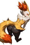 anthro butt female high-angle_view leaning leaning_forward looking_at_viewer looking_back simple_background smile smirk smirking_at_viewer solo wheel_of_fortune braixen generation_6_pokemon pokemon_(species) hi_res