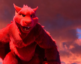 ambiguous_gender angry anthro cloud cloudscape fur high-angle_view male mythology red_body red_fur sky solo stable_diffusion teeth dragon furred_dragon mythological_creature mythological_scalie scalie 2022