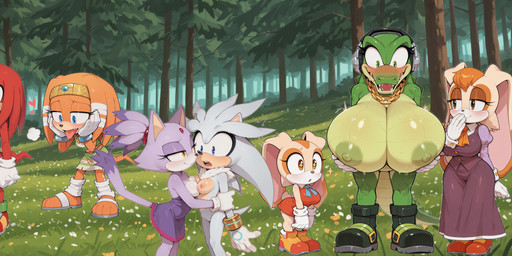 4_fingers <3 angry anthro anthro_on_anthro areola aroused big_breasts big_butt big_ears black_body black_clothing blue_body blue_clothing blue_eyes blue_eyeshadow blue_fur blush bodily_fluids bottomless breasts brown_body brown_fur butt clothed clothing countershading cross-popping_vein crossgender dipstick_tail dress drooling eyeshadow female fingers footwear forest forest_background fur gloves green_body green_eyes grey_body group hair handwear huge_breasts huge_butt humanoid_pointy_ears hyper hyper_breasts interspecies jealous jewelry larger_female makeup male markings medium_breasts mostly_nude mtf_crossgender multicolored_body multicolored_fur multicolored_tail nature nature_background necklace nipples orange_body orange_eyes orange_fur orange_hair outside pink_areola pink_body pink_fur pink_hair pink_nipples plant pouting prick_ears purple_body purple_clothing purple_fur purple_hair red_body red_clothing red_fur rule63 saliva shoes size_difference small_breasts sparkles sparkling_eyes surprise tail tail_markings thick_thighs tongue tongue_out tree two_tone_body two_tone_fur white_body white_breasts white_clothing white_countershading white_fur wide_eyed yellow_body yellow_eyes gridanon sega sonic_the_hedgehog_(archie) sonic_the_hedgehog_(series) amy_rose big_the_cat blaze_the_cat cream_the_rabbit honey_the_cat knuckles_the_echidna marine_the_raccoon miles_prower mina_mongoose rouge_the_bat sally_acorn shadow_the_hedgehog silver_the_hedgehog sonic_the_hedgehog surge_the_tenrec tikal_the_echidna vanilla_the_rabbit vector_the_crocodile bat canid canine crocodile crocodilian crocodylid domestic_cat echidna eulipotyphlan felid feline felis fox hedgehog lagomorph leporid mammal monotreme rabbit reptile scalie absurd_res hi_res long_image wide_image