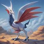feral genitals glistening glistening_body male penis rock solo sunny talons lightning7 nintendo pokemon avian generation_2_pokemon pokemon_(species) skarmory absurd_res hi_res
