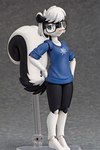 anthro black_and_white_fur clothing eyewear female figma figurine fluffy fluffy_tail glasses hair pink_nose plastic_body shirt short_hair skunk_tail solo topwear white_hair technical_monkey sabrina_(sabrina_online) mammal mephitid skunk