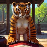 anthro areola bedroom_eyes breasts felid female fur looking_at_viewer mammal master_tigress narrowed_eyes nipples nude orange_body orange_fur pantherine seductive sobaneko solo striped_body striped_fur stripes tiger