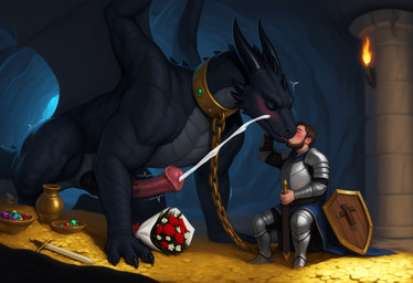 animal_genitalia animal_penis beard bestiality black_body black_claws black_horn black_scales blush bodily_fluids bouquet cave chain chained claws collar cum cumshot duo ejaculation equine_penis eyes_closed facial_hair feral flared_penis gem genital_fluids genitals gold_(metal) hand_on_face hands-free horn human_on_feral interspecies kissing male male/male male_feral male_human melee_weapon mythology orgasm penis pillar scales shaking shaking_orgasm spikes sword torch treasure weapon netchicken dragon human mammal mythological_creature mythological_scalie scalie