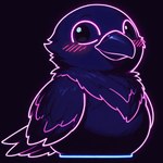 ambiguous_gender beak black_background black_body black_feathers blue_body blush blush_lines feathered_wings feathers feral glowing looking_at_viewer neck_tuft purple_body purple_feathers simple_background smile solo tuft wings thebigbradwulf neon_birb_(thebigbradwulf) avian bird corvid corvus_(genus) crow oscine passerine animated digital_media_(artwork) portrait