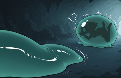 bent_leg bound cave duo encasement exclamation_point female hair motion_lines nipples nude question_mark shaking silhouette solo_focus suspended trembling unknown_director goo_creature human mammal hi_res