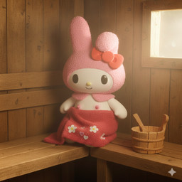 anthro clothing female flat_chested gemini headgear headwear nipples pink_clothing pink_headwear pink_nipples red_bow red_ribbon red_towel ribbon sauna sitting solo towel white_body window sanrio my_melody lagomorph leporid mammal rabbit bow_(disambiguation)