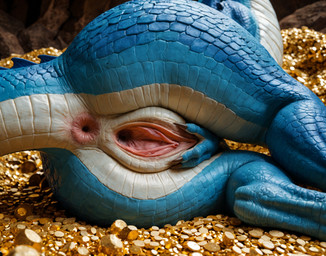 anthro anus blue_body blue_scales butt cave claws close-up female gaping gaping_pussy genitals gold_(metal) mythology pussy scales solo spread_pussy spreading tail crimson_fenrir_(director) dragon mythological_creature mythological_scalie scalie hi_res